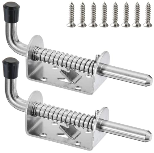 WYIPOLZI 5 Inch Heavy Duty Spring Latch Pin - Stainless Steel Spring Loaded Barrel Bolt with Quick Release for Easy Installation (2-Pack)