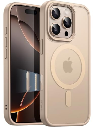 JETech Cover Magnetica Opaca per iPhone 16 Pro, Titanio Sabbia | Compatibile con MagSafe, Pulsante di Controllo della Fotocamera, Retro Traslucido, Custodia Protezione Antiurto Sottile