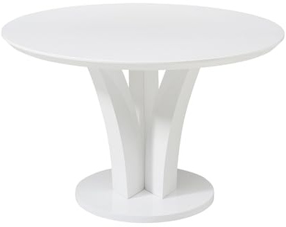 Vente-unique - Table à Manger Ronde 4 Personnes en MDF - Blanc laqué - VIALETA