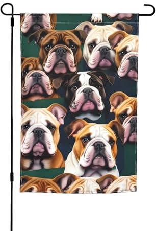 Joli drapeau imprimé bouledogue anglais pour cour, jardin, drapeau épais pour porches, pelouses, résistant à la décoloration