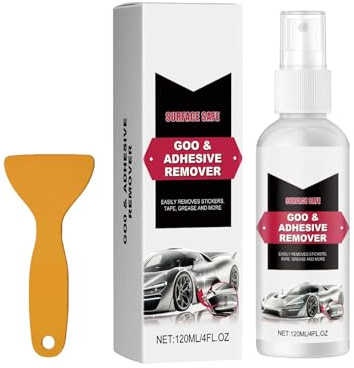 MHADBKH Removedor de adhesivo multiusos para coche, con raspador, cinta de fijación, 120 ml, eliminadores de residuos automotrices