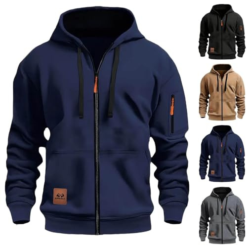 HAOLEI Felpa Uomo con Zip Tinta Unita da Uomo Felpe con Tasche e Polsini Elastici Leggera e Funzionale Maglia Semplice Classici Maglie Casual Pullover Sportiva Hoodie Autunno e Inverno S-3XL