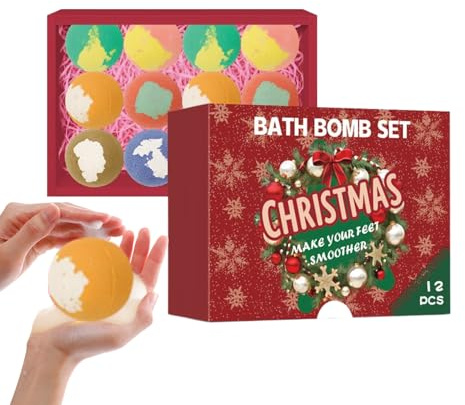 Christmas Bath Ball,12 Stücke Weihnachtliches Badesalz Bälle Set Mit Ätherischen Ölen,Pflegende Körperpflegeprodukte für Entspannendes Badezimmer Dampfbad Spa Salon Hotel | Für Spa Hotel Badezimmer Da