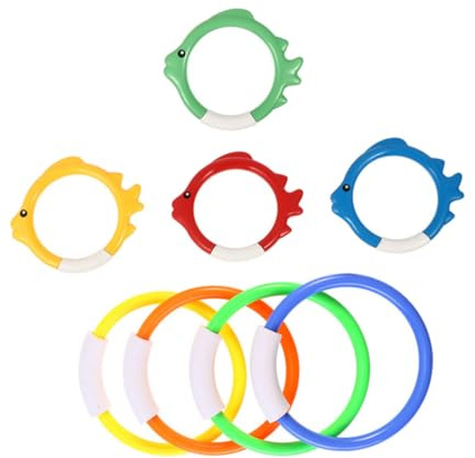 MOLUCKFU 8 Pezzi Anelli da Immersione in Colorati per Giocattoli per Giochi d Acqua Estivi Design Liscio Sicuro e Facile da Afferrare Colori Casuali per Piscina e Nuoto Colore Casuale