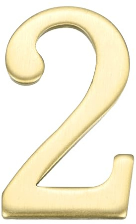 sourcing map House Numbers for Outside, 1.85 Inch Self Adhesive Brass Mailbox Decor Number Stickers for Apartment Office Hotel Room Door Signs(Number 2)