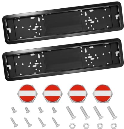 KUNIO Universal Kennzeichenhalter Nummernschildhalter Passt für alle Fahrzeuge ABS Wechsel Kennzeichenhalter Autozubehör Personalisierte Dekoration mit Nationalflagge Österreich Schwarz
