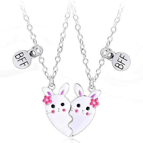 XENQITO Regenbogen Freundschaftskette mit Gravur Best Friends Set für Kinder Mädchen Paar Pärchen