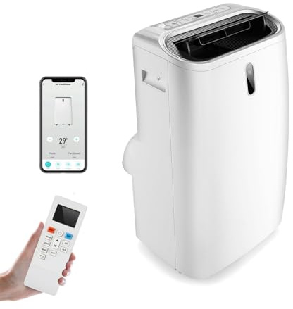 LIFEZEAL 5 in 1 Condizionatore Portatile 14000 BTU, Raffreddamento, Riscaldamento, Deumidificazione, Ventilazione e Modalità Sonno, Eco R290, 4,1 kw, Telecomando/App, 40 m², Timer 24H (14000BTU|40m²)