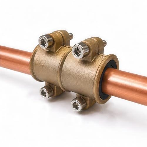 Abrazadera 18 mm Reparacion Tuberias Cobre de Laton para Sellado de Fugas Conexion Rapida Alta Presion Fontaneria Profesional FLUVIA