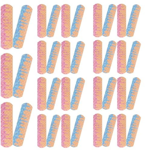 Ciieeo 60pcs Cartoon Ice Cream Adhesive Bandages for Adults, Non-Woven Fabric Material with Comfortable and Secure Fit, Waterproof and Breathable Wound Protection for Travel