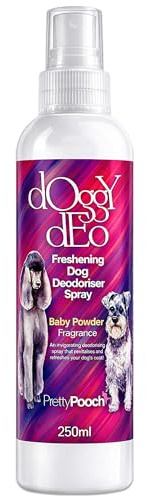 Pretty Pooch Perfume desodorante para perros 250 ml – Polvo de bebé – Champú refrescante en seco para perros – Hecho en el Reino Unido