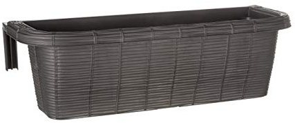 Apollo Exports International AP-30311 24 Adjustable Railing Planter, Ratan Look, Grey, Rectangular Shape