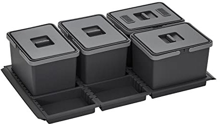 Sistema per Pattumiera DRAW 12+12+12+12 L/Pattumiera con Coperchio/Sistema per Rifuti/per Cassettoni Estraibili di 90 cm di SOTECH