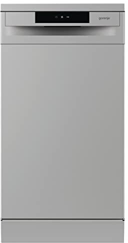 Gorenje GS 520 E15S - Lavavajillas independiente, 45 cm, 9 cubiertas, 5 programas, programa de limpieza de 1 h, cesta superior regulable, protección contra desbordamiento, color gris metálico