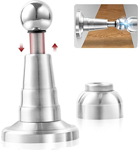 TOKPLNU Magnetic Door Stop, Soft Catch Magnetic Door Holder with Updated Hydraulic Shock Absorber, Stainless Steel, Heavy Duty Magnetic Door Stopper Floor Wall Mounted Outdoor Doorstop, Keep Door Open