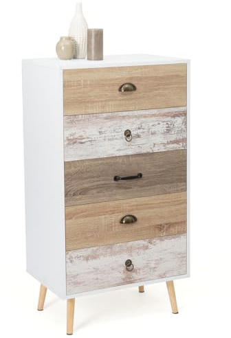IDMarket Bahía - Chifón 5 cajones 60 cm escandinavo Cómoda semanal