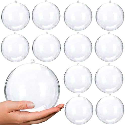 12PCS DIY Weihnachtsdekorative Kugel, klare Kunststoff füllbare Ornamente, passend für Weihnachten, Halloween, Geburtstag, Hochzeitsdekoration(60.0 Millimeters)