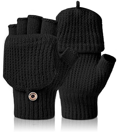 Kiiwah Fingerlose Handschuhe Fäustlinge für Herren Damen, Warme Winter Handschuhe Convertible Halbfinger Flip Top Fäustlinge Touchscreen Fotografie Handschuhe