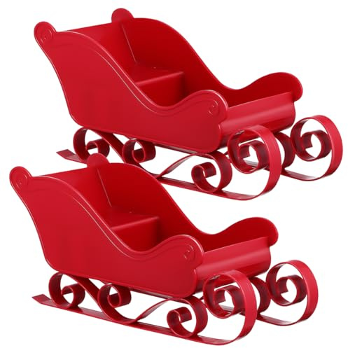 ifundom Centrotavola natalizio con slitta, 2 pezzi, piccolo contenitore per caramelle, regalo, centrotavola per casa, ufficio, festa