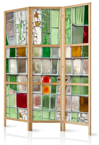 murando - Paravent Raumteiler Holz Abstraktion, 135x172 cm, 3-teilig, Büro | Mobiler Sichtschutz, sofort einsatzbereit, Holzrahmen, ideal fürs Wohnzimmer oder Büro, geruchsneutral, lichtbeständig