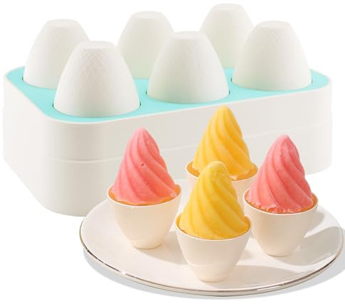 TOKSEO Eisformen Silikon, Eisformen Eis am Stiel Formen Silikon,6 Mulden Eis am Stiel Popsicle Formen, Eisformen Kinder,Eis Selber Machen Formen Silikon Eisform