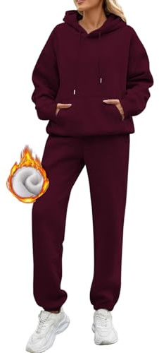 Ensemble de survêtement pour femmes en polaire d'hiver - Ensemble de jogging uni deux pièces - Vêtement chaud en polaire - Ensemble de survêtement oversize - Ensemble de sport décontracté - Ensemble
