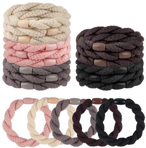 Haargummi Damen, 15 Stück Haargummis, Elastisch Zopfgummi, 5 Farben Geflochtener Pferdeschwanz Inhaber für Damen, Mädchen, Kinder Dickes und Lockiges Haar