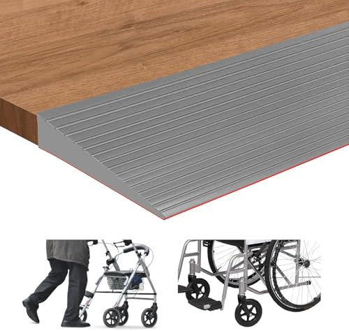 Rampas para Silla de Ruedas, Longitud 1m Carga de 800 kg Umbral de Uuerta, Carritos de Compras, Cochecitos, Robots Barriendo, Rampa de Umbral Autoadhesivo (Gris, Altura 3 cm, Ancho 8 cm)
