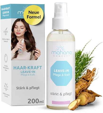 mahana concept LEAVE-IN Spray – Sprühpflege ohne Ausspülen. Sofortige Kämmbarkeit. Stärkt & repariert das Haar. Natürliche Formel mit Grüntee, Schachtelhalm & Ginseng – Für alle Haartypen – 200 ml