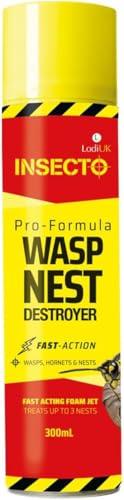 300ml, Wasp Nest Destroyer Spray, Pro Formula Fast Action Foam Jet, Kills Wasps, Hornets & Nests, Treats Up to 3 Nests, Long Range Application for Outdoor Use