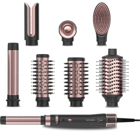 Cecotec AirGlam Gyro CeramicCare 8-in-1 Haarstyler, 8 Köpfe, 1500 W, 110.000 U/min, glättet und lockt Ihr Haar, bürstenloser Motor, Rotationsfunktion und Keramikbeschichtung und Keratin