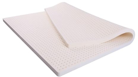 Cubrecolchón de látex 100 % natural de 2,5 cm de grosor, tamaño individual/matrimonial, 200 x 220 cm, tapete ecológico para dormir para el hogar, comodidad y apoyo premium, ideal para camas
