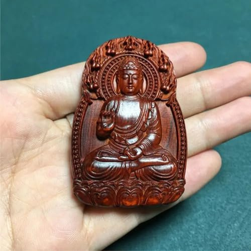 FENNYYAR Lila sandelträ snideri Tathagata hänge, Buddha-staty hänge, stjärntecken Feng Shui halsband