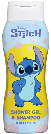 Disney Stitch - Shampoo e bagnoschiuma per bambini 2 in 1, 500 ml, gel doccia per bambini, vegano, senza parabeni, naturale, idratante e dermatologicamente testato, per bambini dai 3 anni in su