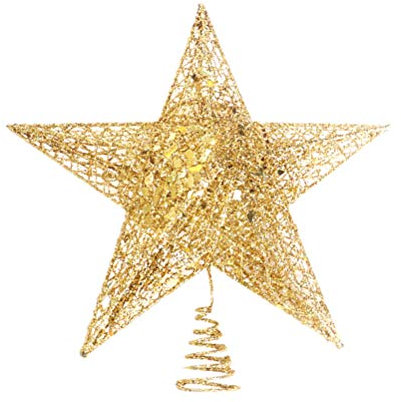 Treetop Star ÉToile Sapin De NoëL DoréE en MéTal 19X16X4cm Topper Sapin Pailleté DéCoration De Table pour FêTes RéUnions
