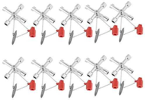 Llave universal cruzada 4 vías, juego de 10 piezas multifuncional, llave de apertura para armario eléctrico, herramienta versátil para electricistas, mantenimiento industrial y bricolaje doméstico