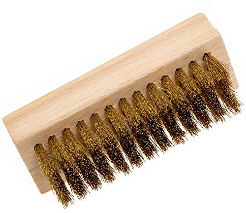 Messingbürste Wildlederbürste Raulederbürste - Holzbürste mit Messingborsten - Schuhbürste Wildleder - Reinigungsbürste für Veloursleder und Rauleder - Made in Germany