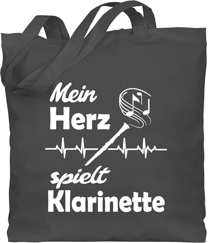 Shirtracer - Baumwolltasche - Musik Instrument Zubehör - Mein Herz spielt Klarinette