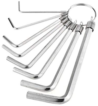 Musiclily Basic Metric 1.5-6mm 8Pcs Hex Allen Wrenches Key Ring Set Nickel | for Guitar Bass Adjustment Repair