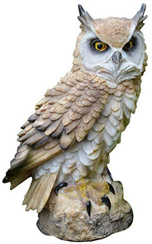 Oriental riverkit Eule Dekoration, Harz Material Eulen Ornamente, Eulen Gartendeko Statuen für Hof, Hinterhof und Dekoration im Freien, 11 * 8 * 18cm, Weiß