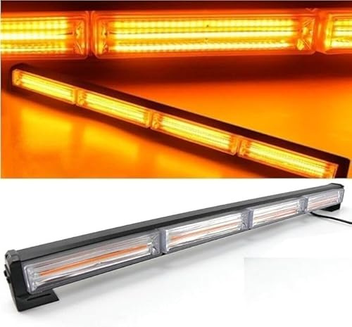 Barre Lumineuse Stroboscopique LED Orange 12V 72W 59cm 10 Mode Flash Feu Clignotante de Sécurité pour Véhicules d'urgence, de Réparation, d'Escorte