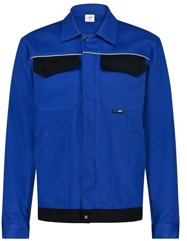 BWOLF ARES Veste de travail, 100 % coton, pour homme, avec ceinture à la taille, Bleu roi/noir., XL
