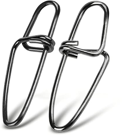 AMYSPORTS Stainless Quick Fishing Snap Kit Power Clip Fishing Snap Saltwater Corrosion Resistance Snaps Swivels Lock Freshwater Connector Black Nickel 100pcs 22lbs