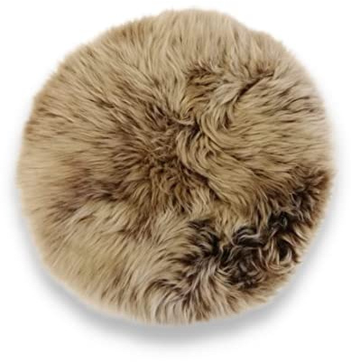 Leibersperger Lammfell Sitzkissen rund Ø 34cm – Echtes Merino Lammfell – rutschfest – Gemütlich und wärmend – Optischer Hingucker – Lange Haltbarkeit (Cappuccino)