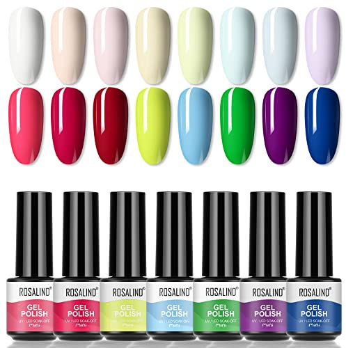 ROSALIND UV Nagellack Pastell Gel Nagellack Set UV 16 Farbgel Makrone Gelnägel Frühling Sommer Gel Farben für Nägel Pastellfarben Gelnäge Mini