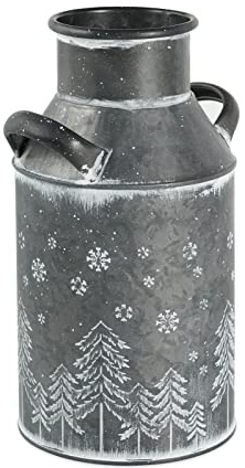 Putuo Decor Galvanized Milk Can, Rustic Shabby Chic Metal Flower Vase with Handle for Home Decor | Christmas Decorations | Flowers Arrangements, 10 H