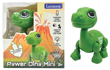 Lexibook Power Dino Mini - Mein kleiner Roboterdinosaurier - Roboterdinosaurier mit Geräuschen, Musik, Lichteffekten, Sprachwiederholung und Klangreaktion, Spielzeug für Jungen und Mädchen - ROB02DINO