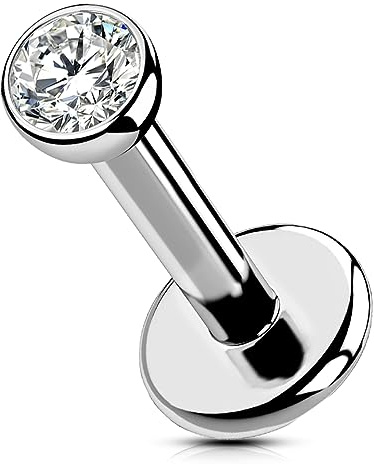 OUFER Body Piercing Titan Threadless Labret Stud 6mm/8mm/10mm/12mm Lip Bars Helix Tragus Earring Piercing Jewellery 16G Push In Tragus Helix Lip Piercing Bars