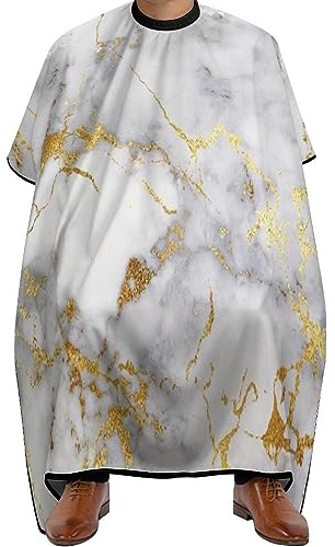 Supdreamc Hair Cut Cape Haircut Cloth Apron Cape for Barber Salon, Waterproof Professional Barber Cape Hair Dress Apron Cloak (Gold Marble Pattern)