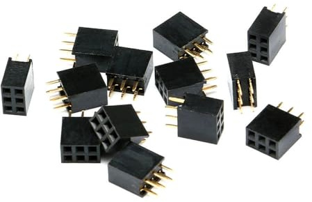 10 Stück Zweireihiger gerader Stift, weiblich, Rastermaß 2,54 mm, 2 x 3p, 3-polig, 2 x 3 Nadelleisten-Buchsenleiste